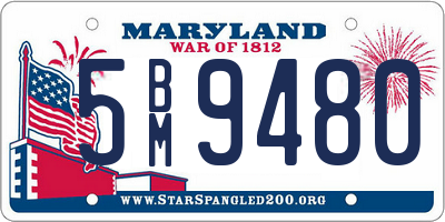 MD license plate 5BM9480