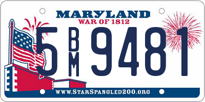MD license plate 5BM9481