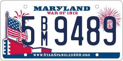 MD license plate 5BM9489
