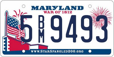 MD license plate 5BM9493