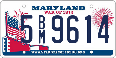 MD license plate 5BM9614