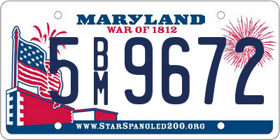 MD license plate 5BM9672