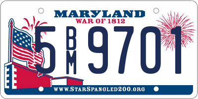 MD license plate 5BM9701