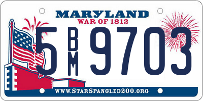 MD license plate 5BM9703