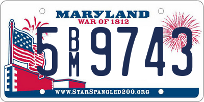 MD license plate 5BM9743