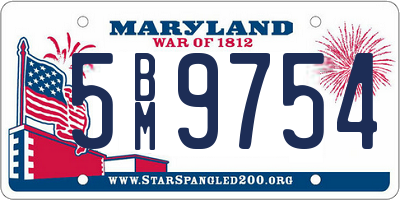 MD license plate 5BM9754