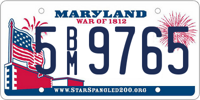 MD license plate 5BM9765