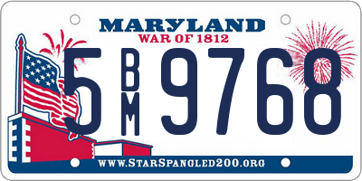 MD license plate 5BM9768