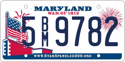 MD license plate 5BM9782