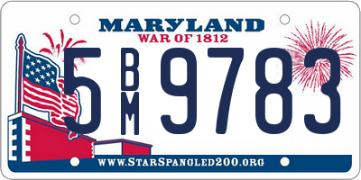 MD license plate 5BM9783