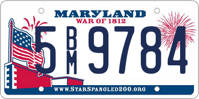 MD license plate 5BM9784