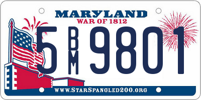 MD license plate 5BM9801