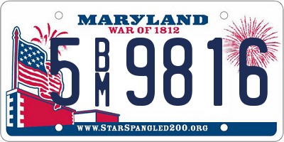 MD license plate 5BM9816