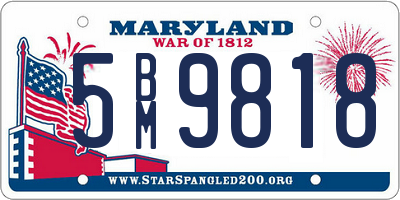 MD license plate 5BM9818