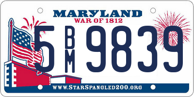 MD license plate 5BM9839