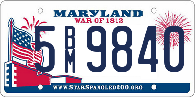 MD license plate 5BM9840