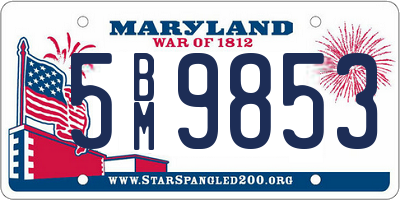 MD license plate 5BM9853