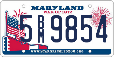 MD license plate 5BM9854