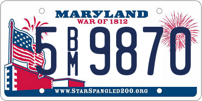 MD license plate 5BM9870