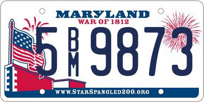 MD license plate 5BM9873