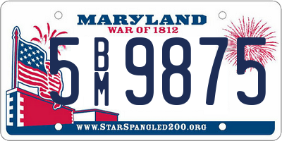 MD license plate 5BM9875