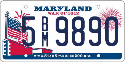 MD license plate 5BM9890