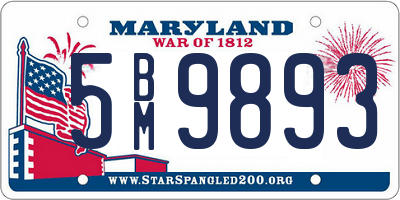 MD license plate 5BM9893