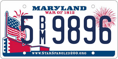 MD license plate 5BM9896