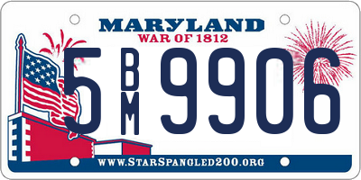 MD license plate 5BM9906