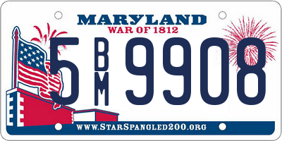 MD license plate 5BM9908