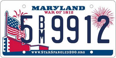 MD license plate 5BM9912