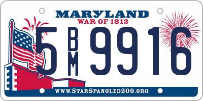 MD license plate 5BM9916