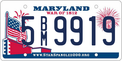 MD license plate 5BM9919