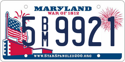 MD license plate 5BM9921