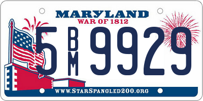MD license plate 5BM9929