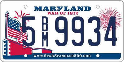 MD license plate 5BM9934