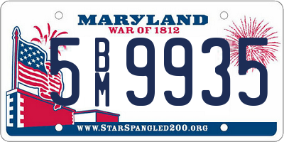 MD license plate 5BM9935