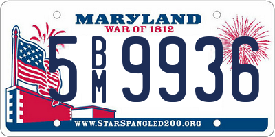 MD license plate 5BM9936