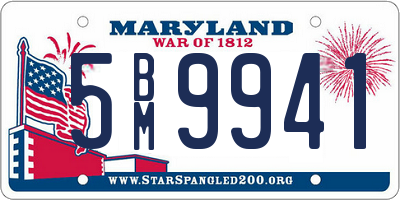 MD license plate 5BM9941
