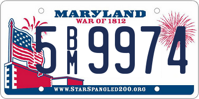 MD license plate 5BM9974
