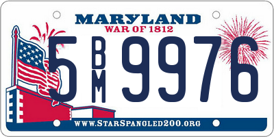 MD license plate 5BM9976