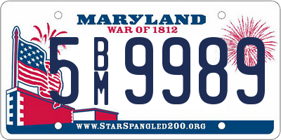MD license plate 5BM9989