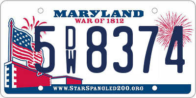 MD license plate 5DW8374