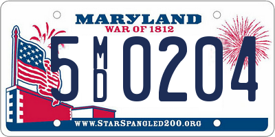 MD license plate 5MD0204