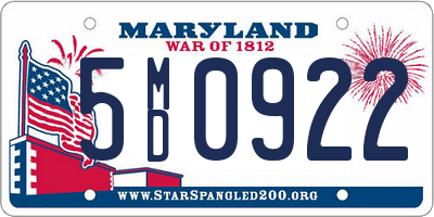 MD license plate 5MD0922