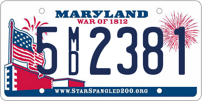 MD license plate 5MD2381