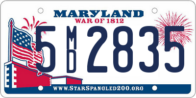 MD license plate 5MD2835