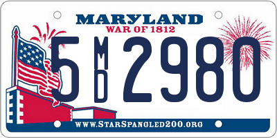 MD license plate 5MD2980