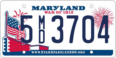 MD license plate 5MD3704