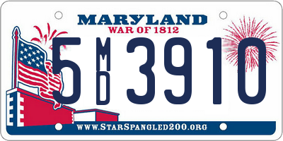 MD license plate 5MD3910